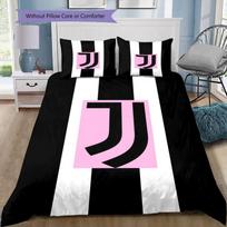 Juventus Pink Logo Black White Vertical Stripe Print Duvet Cover Set 3 Pieces Soccer Team Bedding Bedroom Decor Without Pillow Core Comforter 135x200cm white