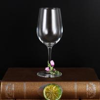 350ML Tulip Flower Wine Glass Tulip Floral Embossed Cup Glassware Glass Goblet  Christmas Purple A black