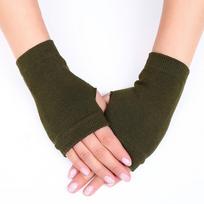 1Pair Simple Black Short Half Finger Fingerless Knit Wrist Glove Winter Warm Stretch Work Gloves For Women And Men Mittens armijos žalia spalva