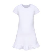 Girls' Sleeveless Nightdress -Hem Sleepwear Set 130 balta