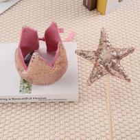 Ins Baby Shower Girl Glitter Pink Crown Boy Birthday Party Headwear Stage Performance Headband Star Fairy Stick as the picture brown