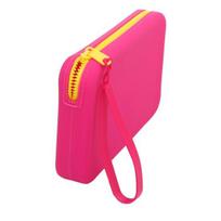 Cosmetic Bag Zipper Closure Portable Silicone Makeup Storage Bag with Detachable Strap for Home Travel rožinė raudona spalva