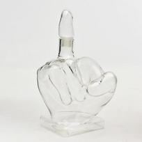 Middle Finger Shaped Novelty Glass Bottle white
