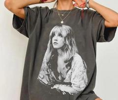 Stevie Nicks Vintage Concert Rock Graphic Tee Charcoal L black