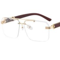 Fashion Rimless Sun Glasses Anti-UV Spectacles Double Beam Google Retro Polygon Eyeglasses Men's Driving Sunglasses as picture gryna
