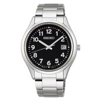 SEIKO SELECTION SBPX155 S Series Men's Watch, Solar, Date Calendar, Black Dial (Full Arabic Numerals), Stainless Steel, Pair Model. black