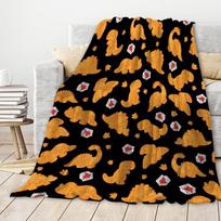 Jaukus dinozauras vištienos kukulio pliušinis pledas - Minkštas visasezoninis flanelės užklotas sofai, biurui ir stovyklavimui 75cm*90cm orange