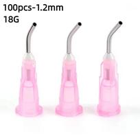 100Pcs Electronic Dispensing Bent Needlepack Dental Bent Dispensing Tips Disposable Composite Applicator A2 white