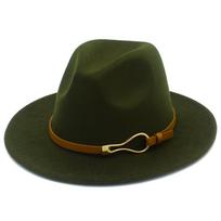 Vilnonė skrybėlė Fedora vyrams ir moterims su plačiu kraštu, apsauganti nuo saulės, kasdieniam lauko dėvėjimui Army Green black