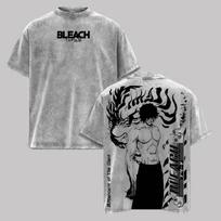 Vintage Washed Hot BLEACH Anime Chad Cool Printed Graphic T-shirt Oversized T Shirt Men Women Clothing Polyester Short Sleeve Tees S juoda