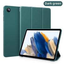 Planšetinio kompiuterio odinis dėklas, skirtas Samsung Galaxy S6 Lite P610 P615 A7 A7 Lite A8.0 A10.1 A10.5 Tab A8 X205 X200 S7 S8 11 PU silikoninis TPU išmanusis dėklas S7 S8 11in tamsiai žalia spalva