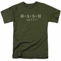 Unisex shirt Cotton Oversize Large Size Mash Distressed Logo T Shirt Mens 4077 Licensed Classic TV Show Military Green L gray