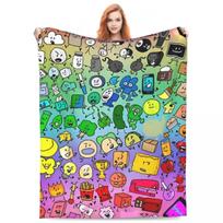 BFDI Neišgyvenamoji Pamišimas Visi Veikėjai Super Šilta Antklodė Dekoratyvinis Pliušinis Mesti Antklodė Grafinis Sofa Kėdė Flanelinis Lovatiesė 75x90cm blue