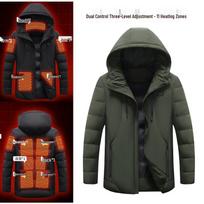 Išmanioji dvigubo valdymo USB šildoma žiemos striukė su reguliuojama temperatūra vyrams ir moterims 5XL black