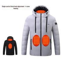 Išmanioji dvigubo valdymo USB šildoma žiemos striukė su reguliuojama temperatūra vyrams ir moterims 5XL gray