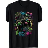 Europos dydžiai Vyriški įprasto kirpimo - Retro stiliaus žaidimų pultelio grafikos marškinėliai Patogus laisvalaikio kirpimas vyrams Trumpomis rankovėmis marškinėliai vyrams 3XL black