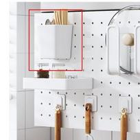 Multi-functional Wall-Mounted Kitchen Spice and Seasoning Rack White - No-Punch - Chopstick Cage Compatible white