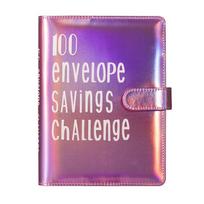 Couple's 100 Envelope Savings Challenge Binder & Cash Storage Planner A5 Colorful Shell Only - Pink purple