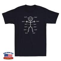 Ouch Ouch Ouch Funny Stickman Body Pain Scream Character Graphic Men's T-Shirt 4XL gray