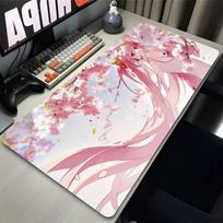 Mouse Pad PC Pink Sakura Kawaii Mousepad Large H-hatsunes Gamer Cabinet Keyboard Rug Laptop Anime Sexy Girl M-miku Desktop Mat 30cmx80cm white