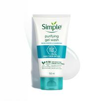 Simple Daily Skin Detox Purifying Facial Wash, 100% Soap Free, Gentle Cleanser for Acne prone skin with Witch Hazel, Facewash for Oily Skin, 150ml blue