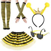 Suaugusiųjų Medaus Bitės Kostiumas Moterims 5 Dalys Bičių Kostiumo Aksesuarų Rinkinys Helovino Cosplay Šventės Kostiumas Bombylių Kostiumas yellow
