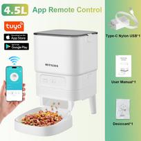 NITYERS 4.5L Smart Automatic Cat Feeder, Tuya App Remote Control Timed Pet Feeder for Cats & Dogs, 2.4G WiFi Dispenser with 10s Voice Recorder, Dual With a SUS bowl blue