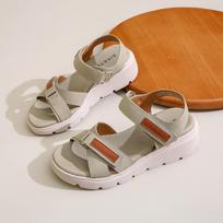 Women's Platform Sandals SIKETU Summer Velcro Thick Sole Casual Beach Shoes Lightweight Non-Slip 42 gray