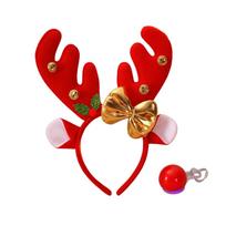 Christmas Headband with Red Nose, Holiday Costume Headpiece for Kids Photo Props One Size raudona