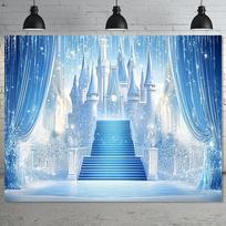 1 piece enchanting Frozen Ice Castle Background - magical winter wonderland with blue castle and sparkling lights 59×39inch/150*100cm white