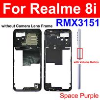 For Realme 8i 8 Pro 8S 8 4G 5G Middle Frame Housing Bezel Middle Frame Cover With Side Button Camera Lens Cover Repair 8i-Purple black