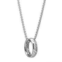 Stainless Steel Retro Finger Ring Pendant Necklace Handmade Neckchain for Women and Men Jewelry white