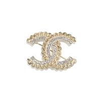 Chanel Dvigubo C universali kristalinė dekoracija metalinė sagė moteriška auksinė auksas