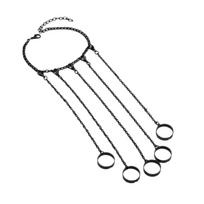 Adjustable Wrist Bracelet Ring Detachable Finger Chain Ins Open Chains Rings  Unisex juoda
