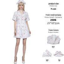 Realistic Bloody Nurse Cosplay Costume - Silent Hill Horror Zombie Escape Room Halloween Masquerade Adult S white