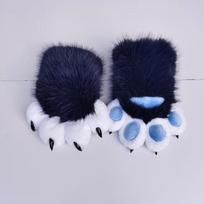 Furry Cat Paw Gloves With Claws Squeaker Sound Cosplay Costume Adult Use Claw Style Squeaky - Blue Blue Paw Pad gray