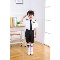 2025osplay Children's Costumes, Airplane Pilot Uniform, Profession Classroom Clothes 140 white