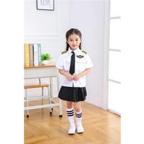 2025osplay Children's Costumes, Airplane Pilot Uniform, Profession Classroom Clothes 140 white