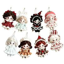 8/10/12pcs Wooden Christmas Tree Ornaments 2D Flat Xmas Decoration  Christmas Gift Giving 8pcs Type A