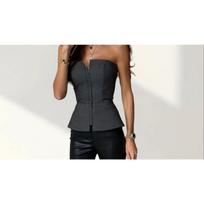 Spring Summer Sexy Crop Tube Top With Zipper Bodycon Vacation Top For Women M juoda