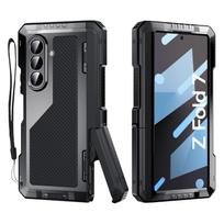 Rugged Metal Case for Samsung Z Fold 7 Military Shockproof Built-in Stand Screen Protector Full Hinge Protection Z Fold 7 Cover aluminum&Case & Holder&Galaxy Z Fold7