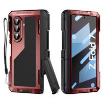 Rugged Metal Case for Samsung Z Fold 7 Military Shockproof Built-in Stand Screen Protector Full Hinge Protection Z Fold 7 Cover aluminum&Case & Holder&Galaxy Z Fold7