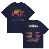 Harry Styles Together Pasaulinio turo prekių marškinėliai Unisex Moterims Vintažinės mados grynos medvilnės T-shirt Vasaros trumpomis rankovėmis viršus L blue