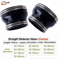1PC Straight Reducer Hose Silicone Coolant Tube Intercooler Connector Pipe ID 63 64mm 67 70 76mm 80 83 84 85mm 90 102mm 2 Clamps ID64-80mm 3PLY black