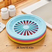 Grill Plate Drain Basket Birthday Party Dinnerware Plastic Dinner Plates Reusable Barbecue Trays Portable Camping Picnic Tray blue