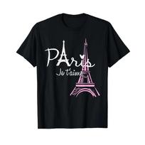 I Love Paris Eiffel Tower France French Souvenir T Shirt Vintage Homme Slightly Streetwear Stretched Fashion 4XL black