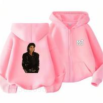 Vaikiški Michael Jackson džemperiai su užtrauktuku, mergaitėms, rožiniai, berniukiški, juodi, pilki, gobtuvai, 3-12 metų, rudens stiliaus, užtrauktuku. 120 rožinė