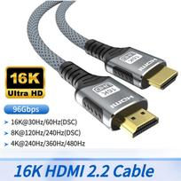16K HDMI 2.2 Kabelis 96Gbps 8K@120Hz 4K@240Hz 2K@360Hz Palaiko HDMI 2.1 eARC HDR10+ PS5/PS6 Nešiojamam Kompiuteriui Žaidimams/Namų Kino Sistemai 2M