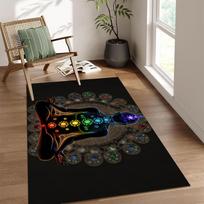 Mystical Sky Carpet Mat Chakra Crystal Gemstone Energy Pattern Spiritual Galaxy Modern Meditation Yoga Home Decorative Rug 40x60cm white