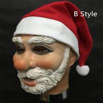 Santa Claus Latex Mask Beard Xmas Party Dress Up white